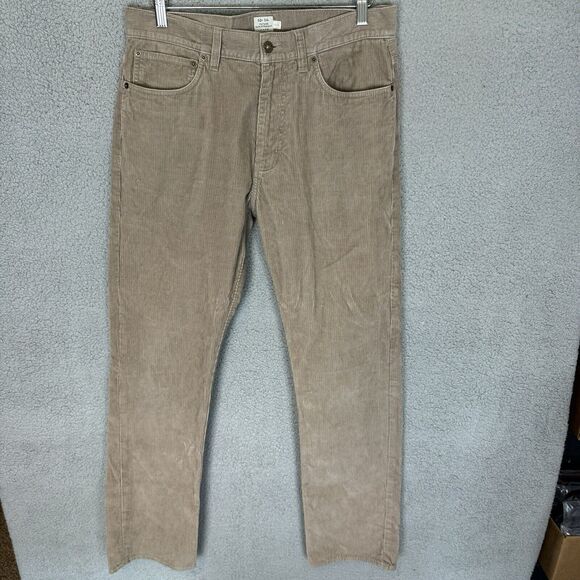 J Crew Pants Mens 32x34 Beige Khaki Corduroy Vintage Slim Straight Preppy - Picture 1 of 8